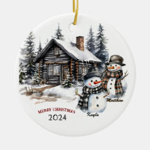 Familie Sneeuwman Gepersonaliseerde Kerst Ornament