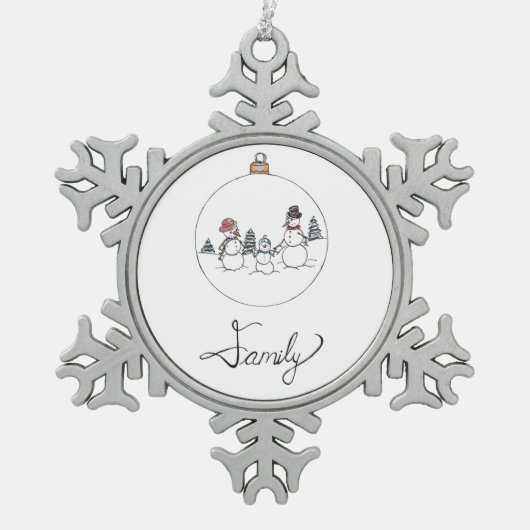 Familie Sneeuwman Ornament (Voorkant)