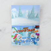 Familie sneeuwpoppen kaarten (Binnen)