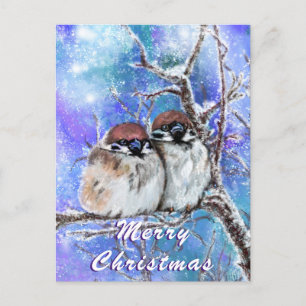 Familie Sparrows Winter Kerstmis Kaart