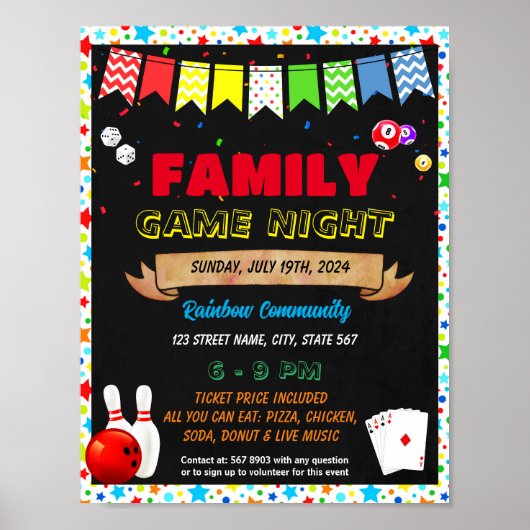 Familie Spel Nacht Evenement sjabloon Poster (Voorkant)