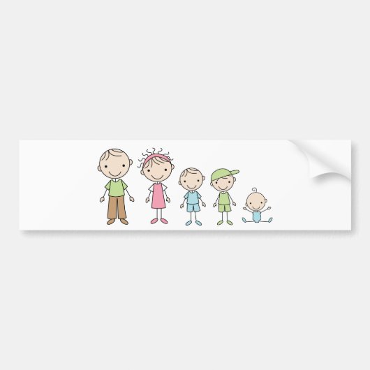 Familie Stick Figure Bumperstickers (Voorkant)