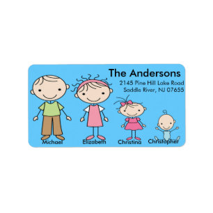 Familie Stick Mensen retourneren adreslabels Etiket