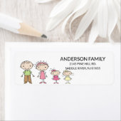 Familie Stick Mensen retourneren adreslabels Etiket (Insitu)