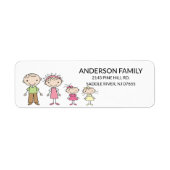 Familie Stick Mensen retourneren adreslabels Etiket (Voorkant)