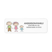 Familie Stick Mensen retourneren adreslabels Etiket (Voorkant)