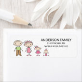 Familie Stick Mensen retourneren adreslabels Etiket (Insitu)
