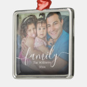 Familie, stijlvol script Minimale vervaagde foto Metalen Ornament (Links)