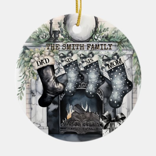 Familie Stocking Gepersonaliseerde Kerst Ornament (Voorkant)