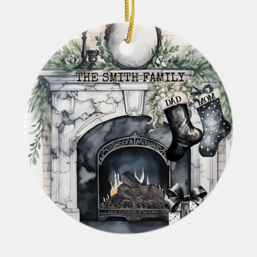 Familie Stocking Gepersonaliseerde Kerst Ornament (Voorkant)