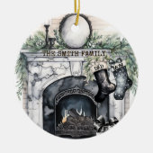 Familie Stocking Gepersonaliseerde Kerst Ornament (Voorkant)