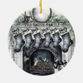 Familie Stocking Gepersonaliseerde Kerst Ornament (Achterkant)