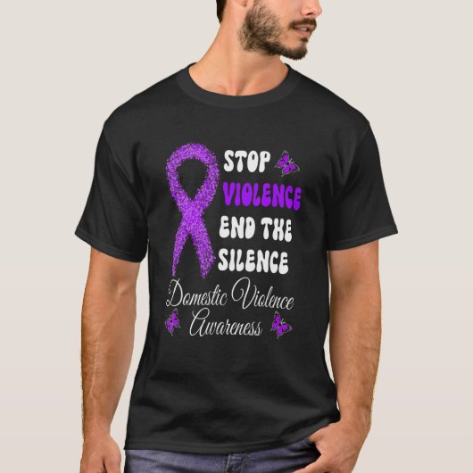 Familie Stop geweld Einde stilte huiselijk geweld T-shirt (Voorkant)