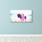Familie Strand Bonfire Canvas Afdruk (Insitu (Houten vloer))