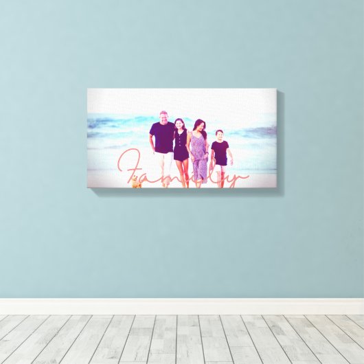 Familie Strand Bonfire Canvas Afdruk (Insitu (Houten vloer))