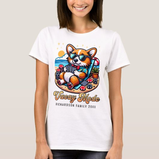 Familie Strand Cruise Grappige Corgi Zomer Vakanti T-shirt (Voorkant)