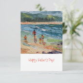 Familie strand Kaart Sjabloon (Staand voorkant)