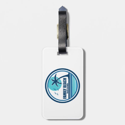 Familie Strand South Carolina Palm Tree Vogels Bagagelabel (Achterkant verticaal)
