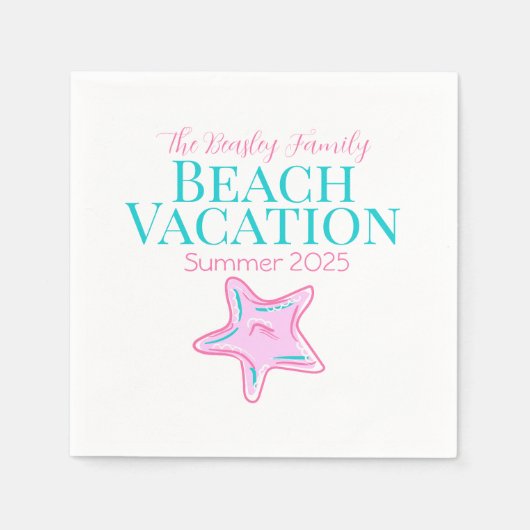 Familie Strand Vakantie Starfish Servet (Voorkant)