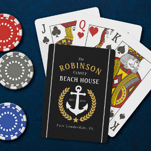 Familie Strandhuis Anker Goud Laurier Zwart Pokerkaarten