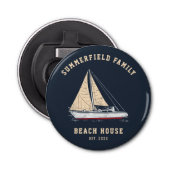 Familie Strandhuis Nautische Zeilboot Custom Button Flesopener (Voorkant)