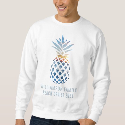 Familie strandreis Pineapple Sunset Tropische crui Trui (Voorkant)