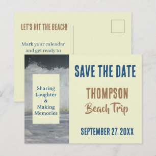 Familie strandtrip kustreünie save the date briefkaart