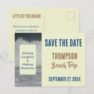 Familie strandtrip kustreünie save the date briefkaart