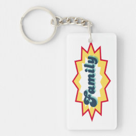 Familie, stripboek pop design sleutelhanger