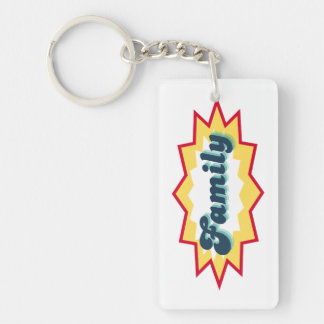 Familie, stripboek pop design sleutelhanger