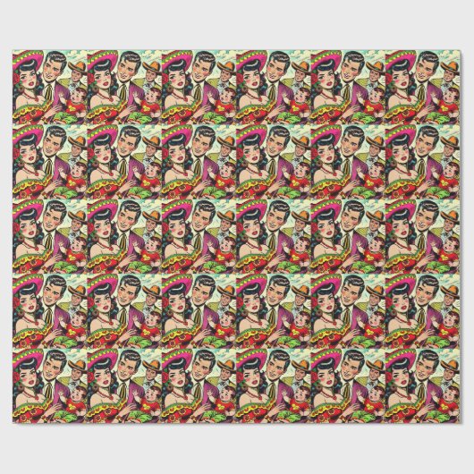  familie stripverhalen cadeaupapier (Vlak)