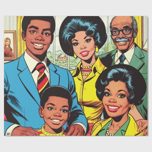  familie stripverhalen cadeaupapier (Vlak)