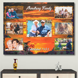 Familie Sunset Collage 2584 Art Canvas Afdruk