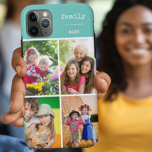 Familie Teal 4 Foto Collage Aangepast Case-Mate iPhone Case