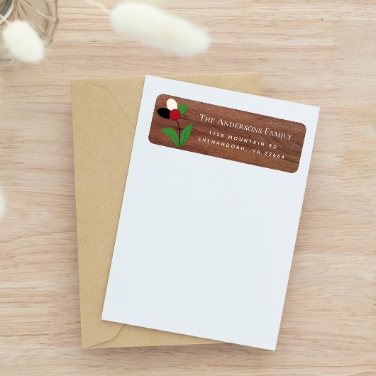 Familie terug adres met Palestine Floral Etiket