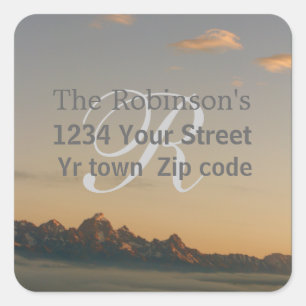 Familie teton en wolken adreslabel vierkante sticker