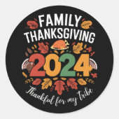 Familie Thanksgiving 2024 Dankbaar voor mijn famil Ronde Sticker (Voorkant)
