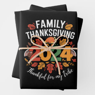 Familie Thanksgiving 2024 Dankbaar Voor Mijn Stam Inpakpapier Vel