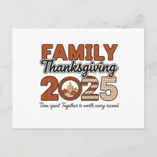 Familie Thanksgiving 2025 Ansichtkaart   Gezellige Briefkaart