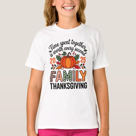 Familie Thanksgiving 2025 Shirt | Bewerkbaar Turki (Voorkant)