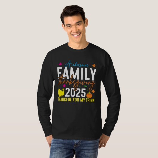 Familie Thanksgiving 2025 Shirt | Bewerkbaar Turki (Voorkant volledig)