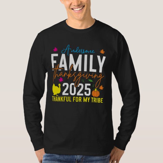 Familie Thanksgiving 2025 Shirt | Bewerkbaar Turki (Voorkant)