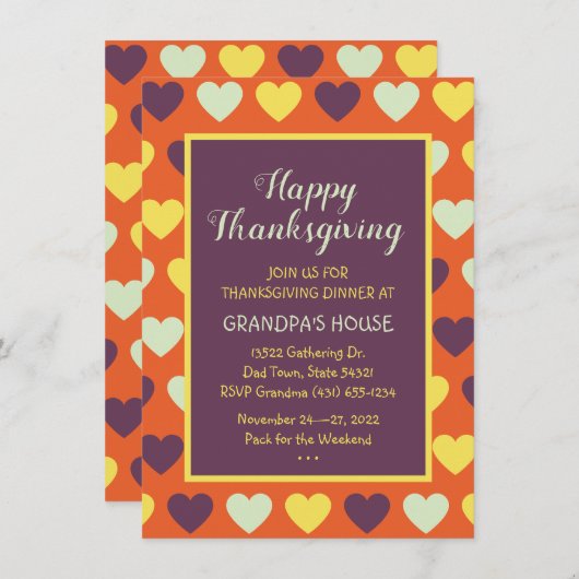 Familie Thanksgiving Aangepaste uitnodiging (Voorkant / Achterkant)