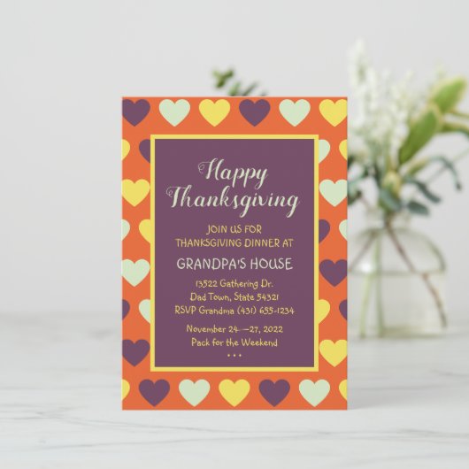 Familie Thanksgiving Aangepaste uitnodiging (Staand voorkant)