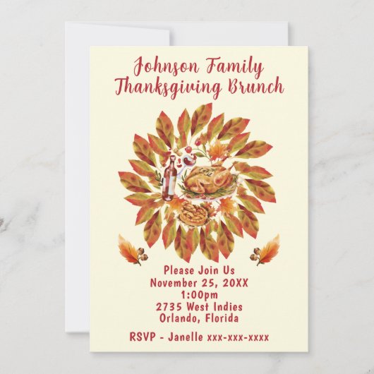 Familie Thanksgiving Brunch Kaart (Voorkant)