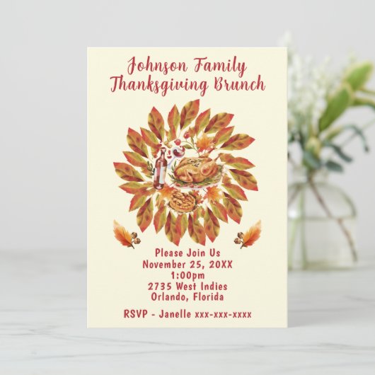 Familie Thanksgiving Brunch Kaart (Staand voorkant)