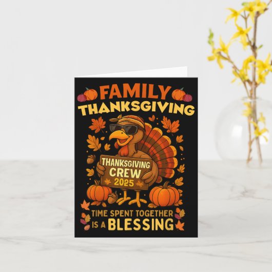 Familie Thanksgiving Crew 2025 Funny Turkije Match Kaart (Gele Bloem)