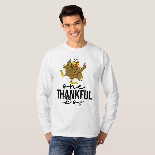 Familie Thanksgiving Dag Turkije een dankbare jong T-shirt (Voorkant volledig)