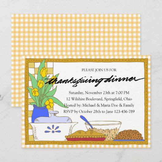 Familie Thanksgiving Feast Diner Uitnodiging (Voorkant / Achterkant)