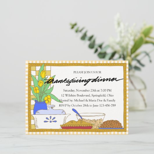 Familie Thanksgiving Feast Diner Uitnodiging (Staand voorkant)